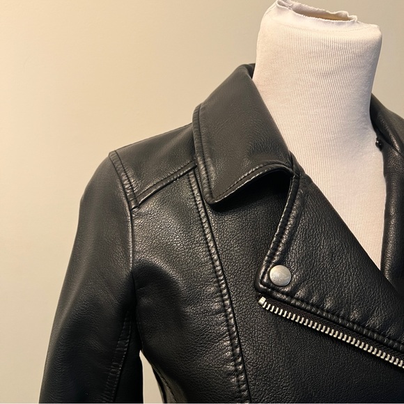 TOPSHOP FAUX LEATHER BIKER JACKET - Sz 4 - Picture 5 of 9